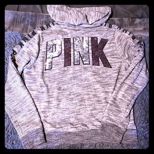 💕like new VS PINK gray zip up w/2 tone bling